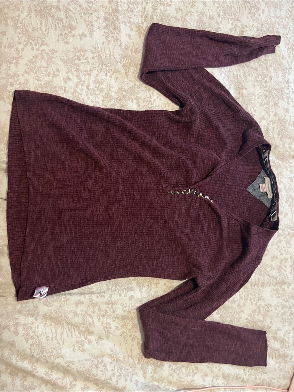 Tommy Hilfiger Denim Women's Ribbed Henley in Plum